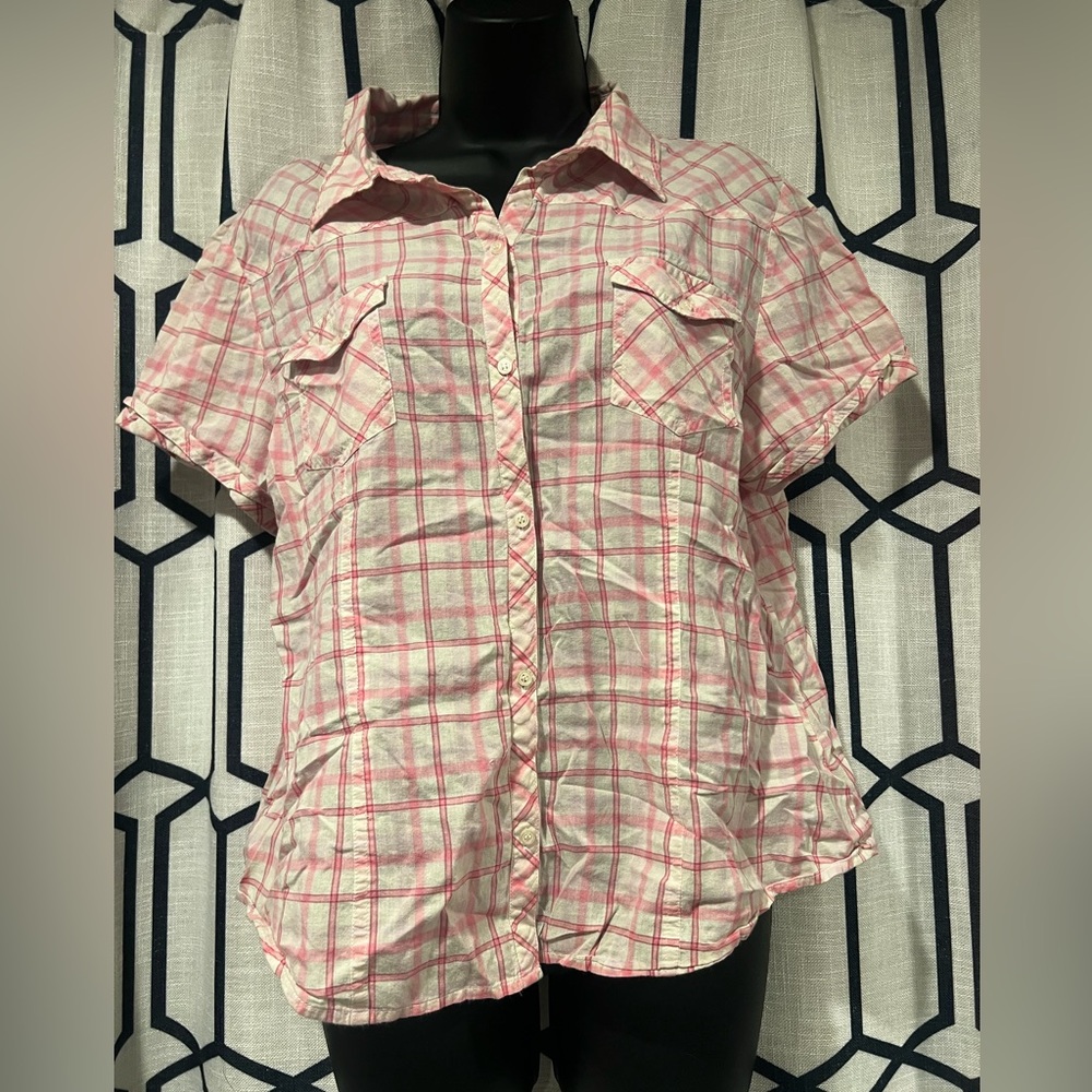 Route 66 Pink Plaid Women's Top